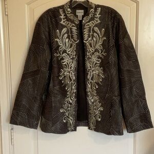 Chico’s Bronze Metallic Embroidered Jacket - Size 3, 16